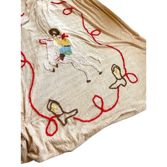 Vintage Chenille Western Cowboy Themed Bedspread Twin/Full Size Rodeo Some Flaws - Picture 3 of 12